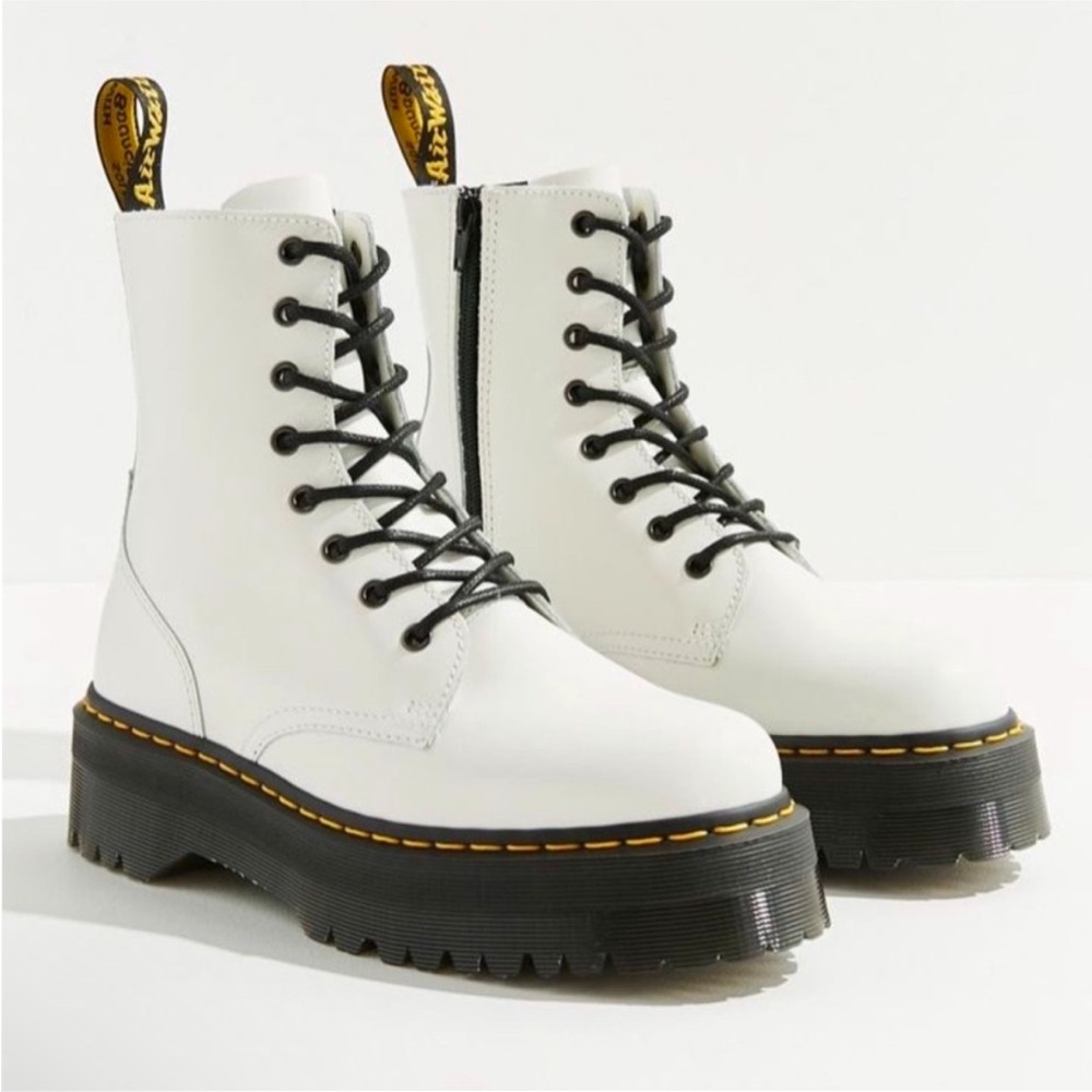 Dr Martens Jadon Boot Smooth Leather Platforms in White